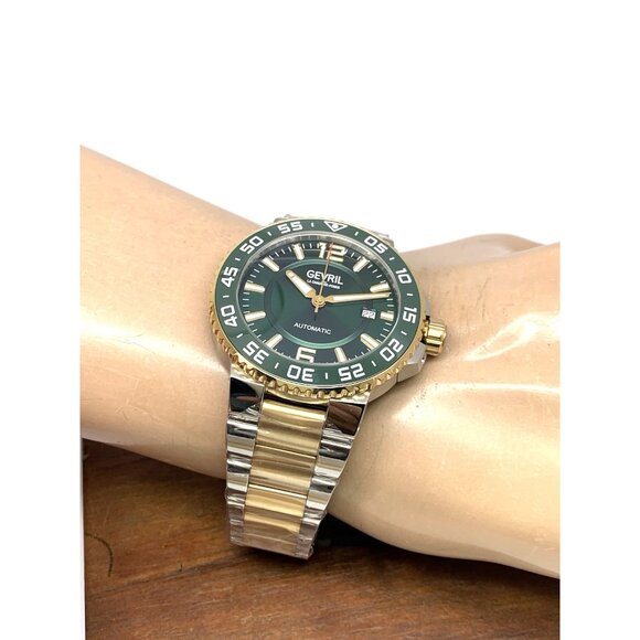 Gevril Men's Watch 46703 Riverside Swiss Automatic Green Dial Two Tone 43mm - Picture 5 of 14